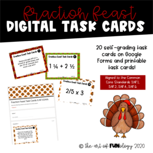 Thanksgiving in the Classroom Fraction Feast Task Cards