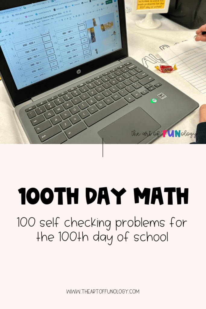 digital pixel art for the 100th day of school