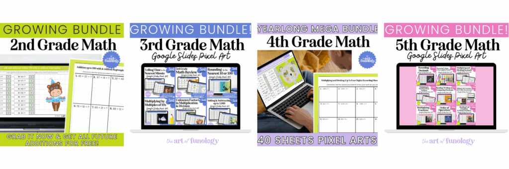 Pixel art activities for math centers or independent practice