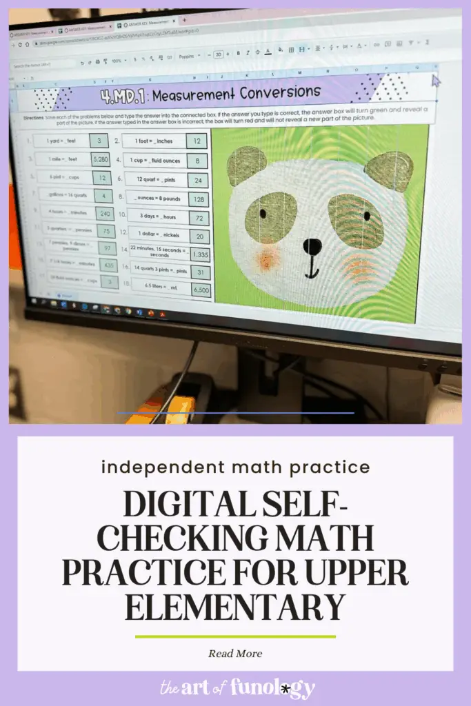 Digital self-checking math practice for upper elementary