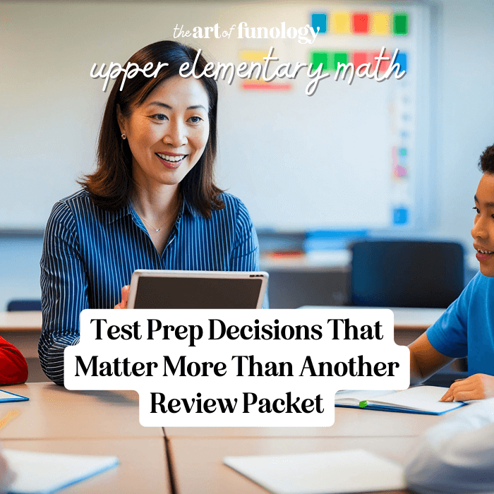 Teacher-led small group math review using targeted test prep strategies and pixel art