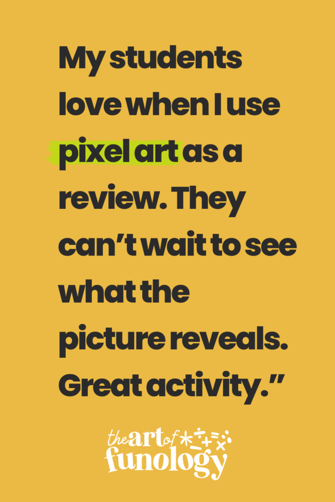 Teacher feedback praising pixel art math review activities during test season